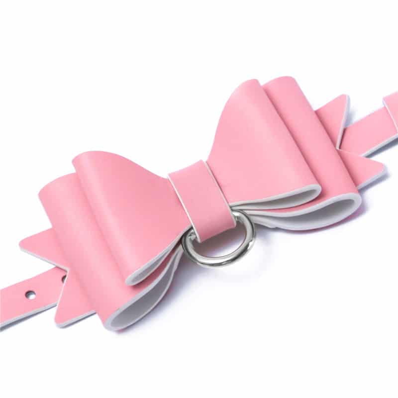 Prettybows Soft Lamb Leather Ankle Cuffs Set – Pink/White Leather & Silver Alloy