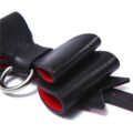 Prettybows Soft Lamb Leather Wrist Cuffs Set – Black/Red Leather & Silver Alloy