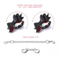 Prettybows Soft Lamb Leather Wrist Cuffs Set – Black/Red Leather & Silver Alloy