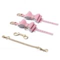 Prettybows Soft Lamb Leather Wrist Cuffs Set – Pink/White Leather & Golden Alloy