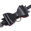 Prettybows Soft Lamb Leather Ankle Cuffs Set – Black/Red Leather & Golden Alloy