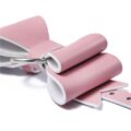 Prettybows Soft Lamb Leather Wrist Cuffs Set – Pink/White Leather & Silver Alloy