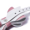 Prettybows Soft Lamb Leather Wrist Cuffs Set – Pink/White Leather & Silver Alloy