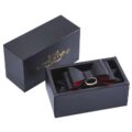 Prettybows Soft Lamb Leather Collar Leash Set – Black/Red Leather & Golden Alloy