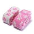 Cute Coral Fleece Thigh High Long Paws Patten Socks 2 Pairs-Pink Paws
