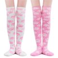 Cute Coral Fleece Thigh High Long Paws Patten Socks 2 Pairs-Pink Paws