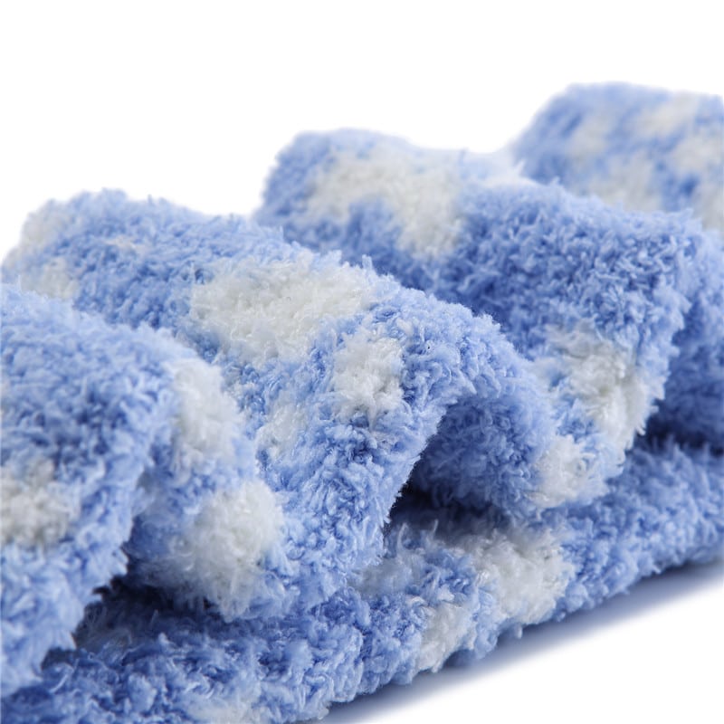 Cute Coral Fleece Thigh High Long Paws Patten Socks 2 Pairs-Blue Paws