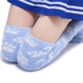 Cute Coral Fleece Thigh High Long Paws Patten Socks 2 Pairs-Blue Paws