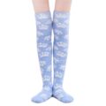 Cute Coral Fleece Thigh High Long Paws Patten Socks 2 Pairs-Blue Paws