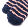 Cute Animal Coral Fleece Thigh High Long Striped Socks 2 Pairs-Brown Cat& Darkblue Bear