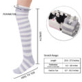 Cute Animal Coral Fleece Thigh High Long Striped Socks 2 Pairs-Grey Cat&Black Cat