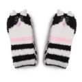Cute Animal Coral Fleece Thigh High Long Striped Socks 2 Pairs-Grey Cat&Black Cat