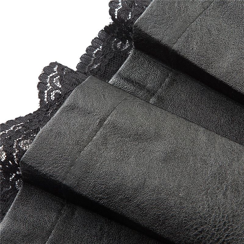 Troublemaker Pleated Faux Leather Skirt-Black