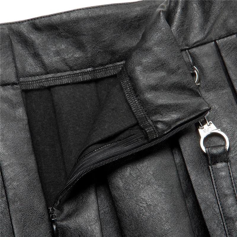 Troublemaker Pleated Faux Leather Skirt-Black