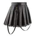 Troublemaker Pleated Faux Leather Skirt-Black