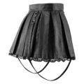 Troublemaker Pleated Faux Leather Skirt-Black