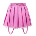 Troublemaker Pleated Faux Leather Skirt-Pink