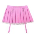 Troublemaker Pleated Faux Leather Skirt-Pink