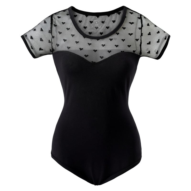 Candy Hearts mesh bodycon bodysuit Onesie