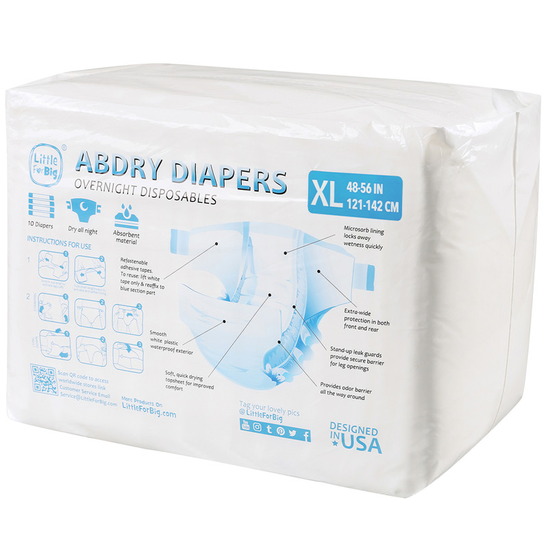 ABDry White Adult Diapers 10 Pieces Pack(M)/(L)/(XL)