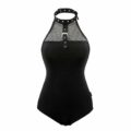 Leashed & Collared Goth Black Bodysuit