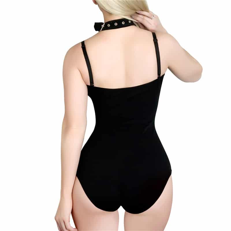Leashed & Collared Goth Black Bodysuit