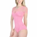 Candy Hearts mesh bodycon bodysuit Onesie Pink