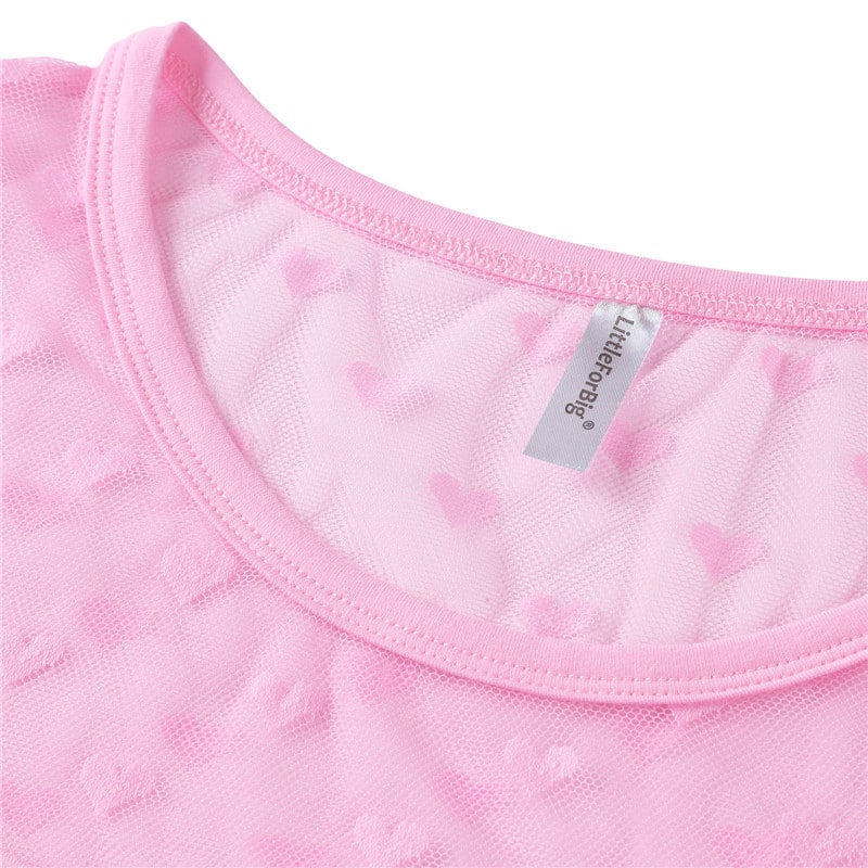 Candy Hearts mesh bodycon bodysuit Onesie Pink
