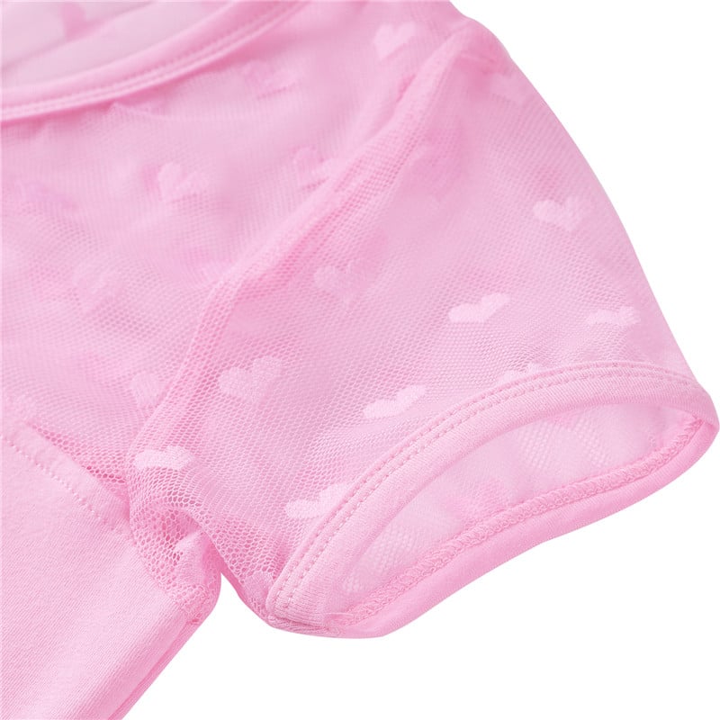 Candy Hearts mesh bodycon bodysuit Onesie Pink