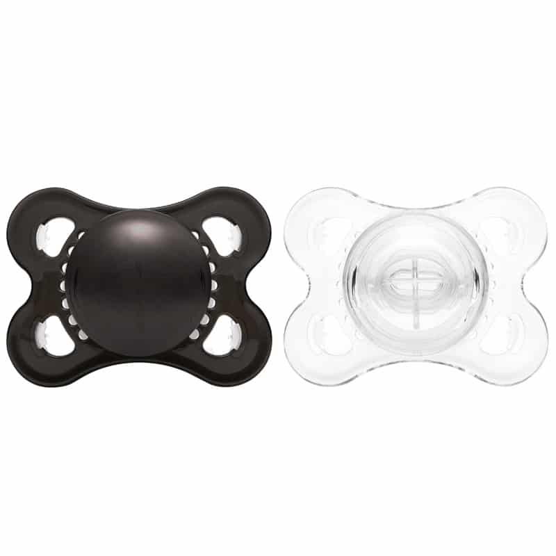 Gen-3 Adult Sized Candy Gloss Pacifiers – Black & Crystal set