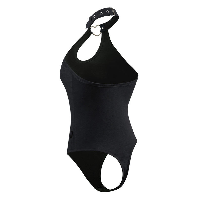 Heartbreaker collared Onesie Thong Black