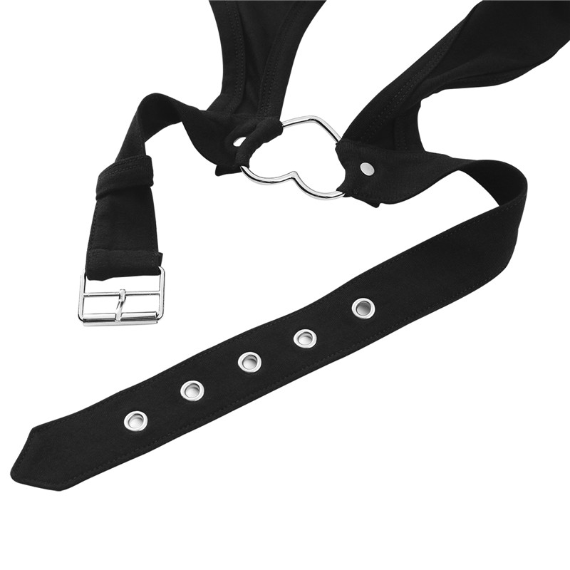 Heartbreaker collared Onesie Thong Black