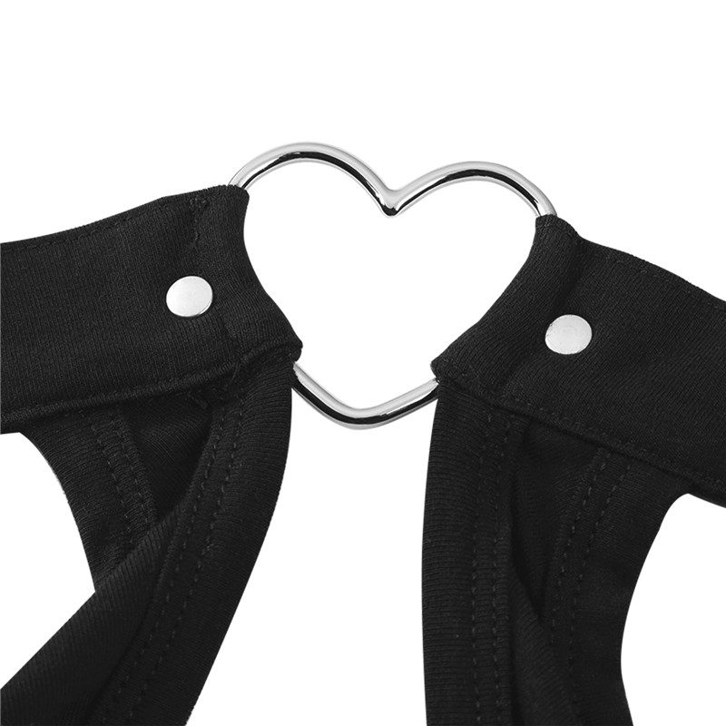 Heartbreaker collared Onesie Thong Black
