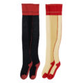 Vintage Backseam Thigh High Sheer Silk Stockings with Red Cuffs