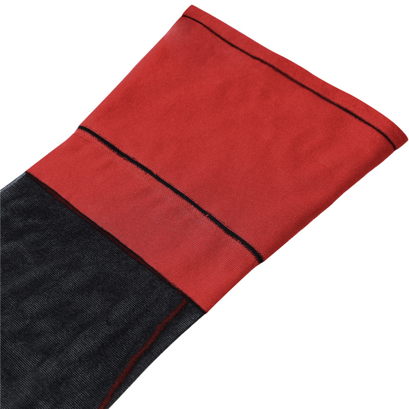 Vintage Backseam Thigh High Sheer Silk Stockings with Red Cuffs