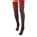 Vintage Backseam Thigh High Sheer Silk Stockings with Red Cuffs