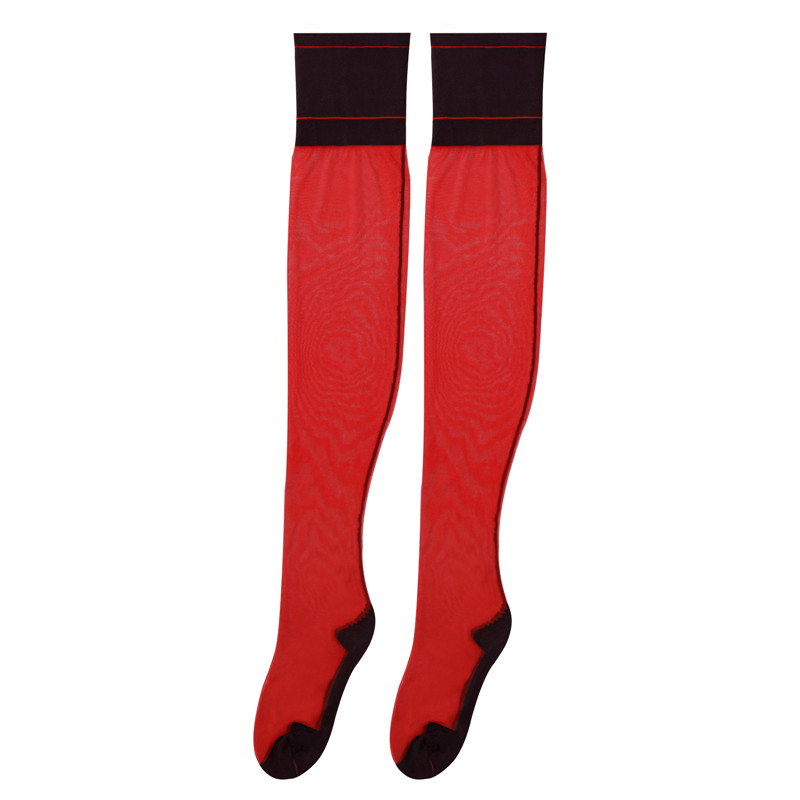 Vintage Backseam Thigh High Sheer Silk Stockings with Black Cuffs