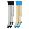 Vintage Backseam Thigh High Sheer Silk Stockings with Blue & Black Cuffs