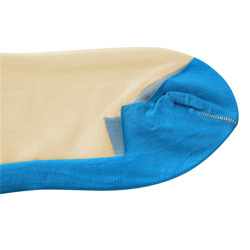 Vintage Backseam Thigh High Sheer Silk Stockings with Blue & Black Cuffs