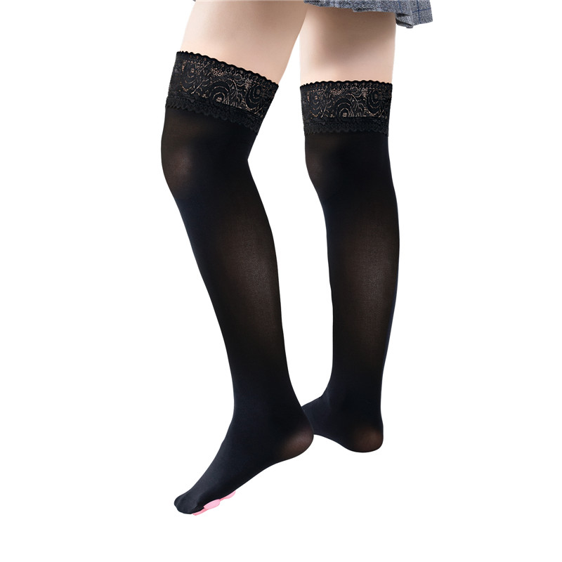 Lace Top 3D Paw Pad Thigh High Silk Stockings