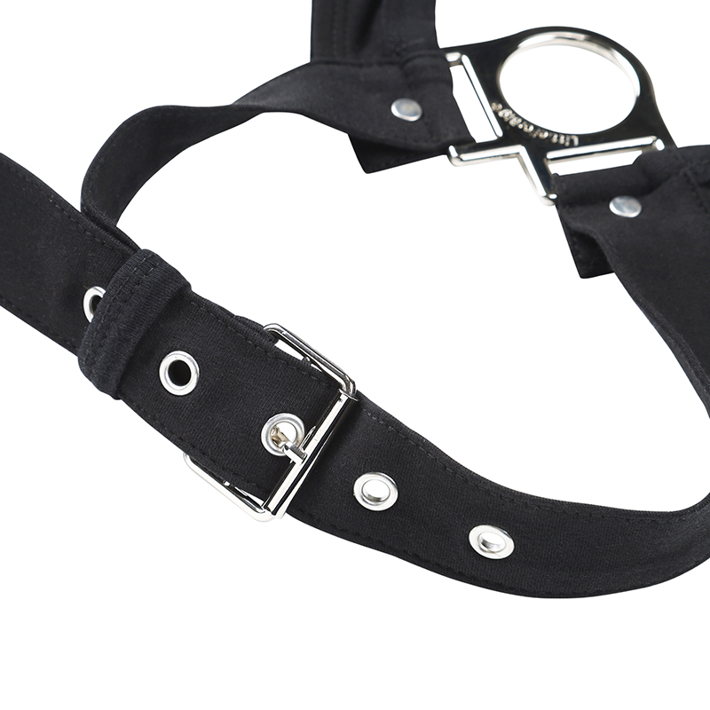 Drop Collar Bondage Bodysuit Black