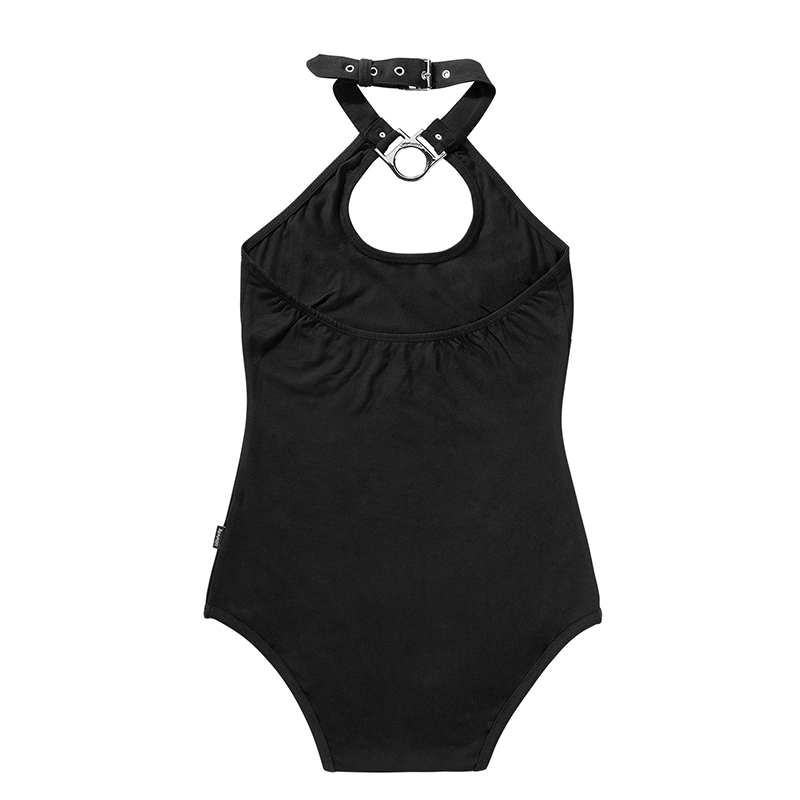 Drop Collar Bondage Bodysuit Black