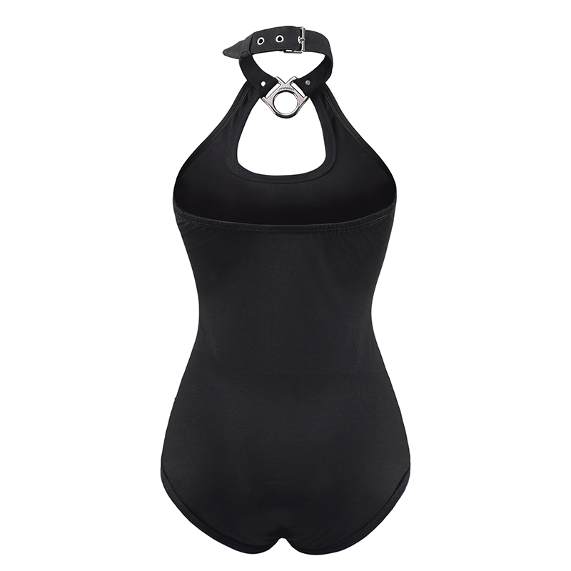 Drop Collar Bondage Bodysuit Black