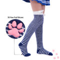 3D Paw Pad Knee High Coral Fleece Socks