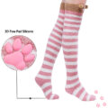 3D Paw Pad Knee High Coral Fleece Socks