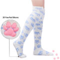 3D Paw Pad Thigh High Coral Fleece Socks