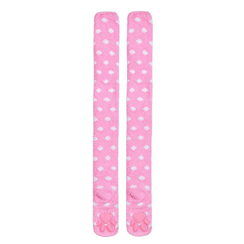 3D Paw Pad Knee High Coral Fleece Socks