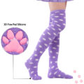 3D Paw Pad Knee High Coral Fleece Socks