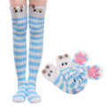 3D Paw Pad Knee High Coral Fleece Socks