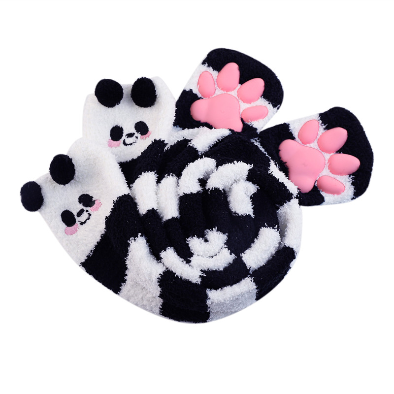 3D Paw Pad Knee High Coral Fleece Socks